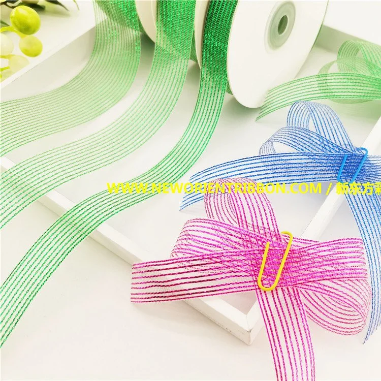 Metallic Stripe Ribbon/Custom Gifts Ribbon/Wrapping Ribbon/Packing Ribbon