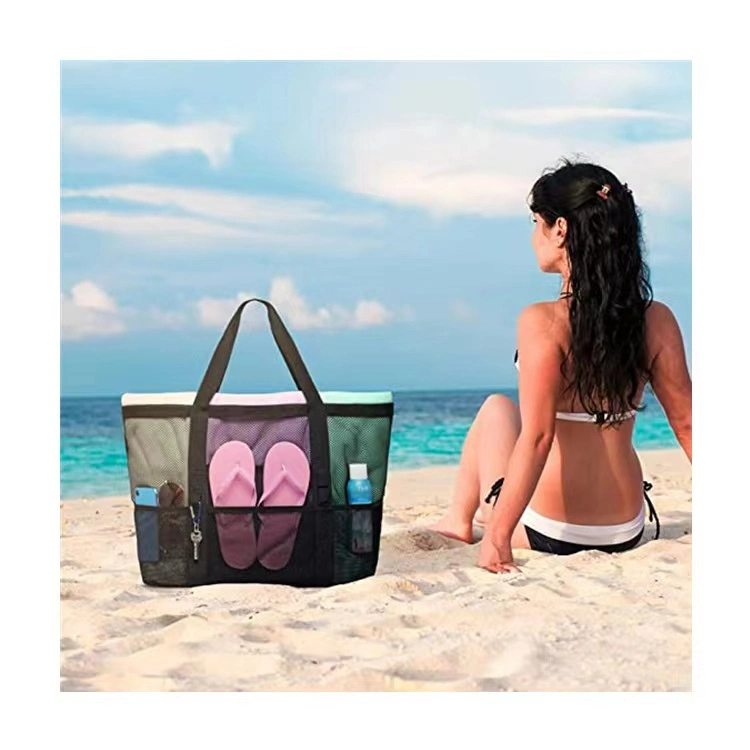 BSCI LVMH ISO Factory Custom Logo transpirable Summer Mesh Compras Bolsa de playa