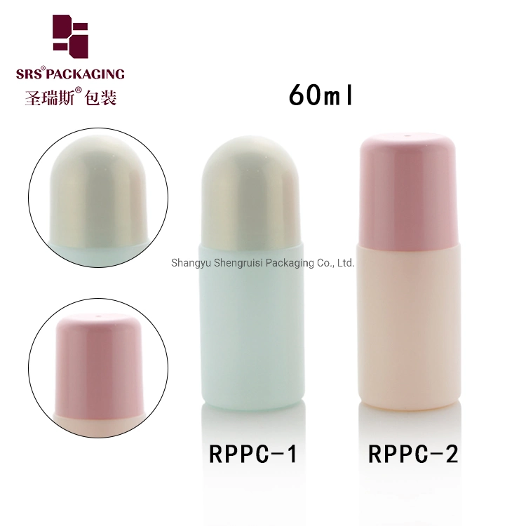 RPPC-60ML White Deodorant Roller Bottle with White Ribbed Surface Cap For Disinfectant Use China Supplier