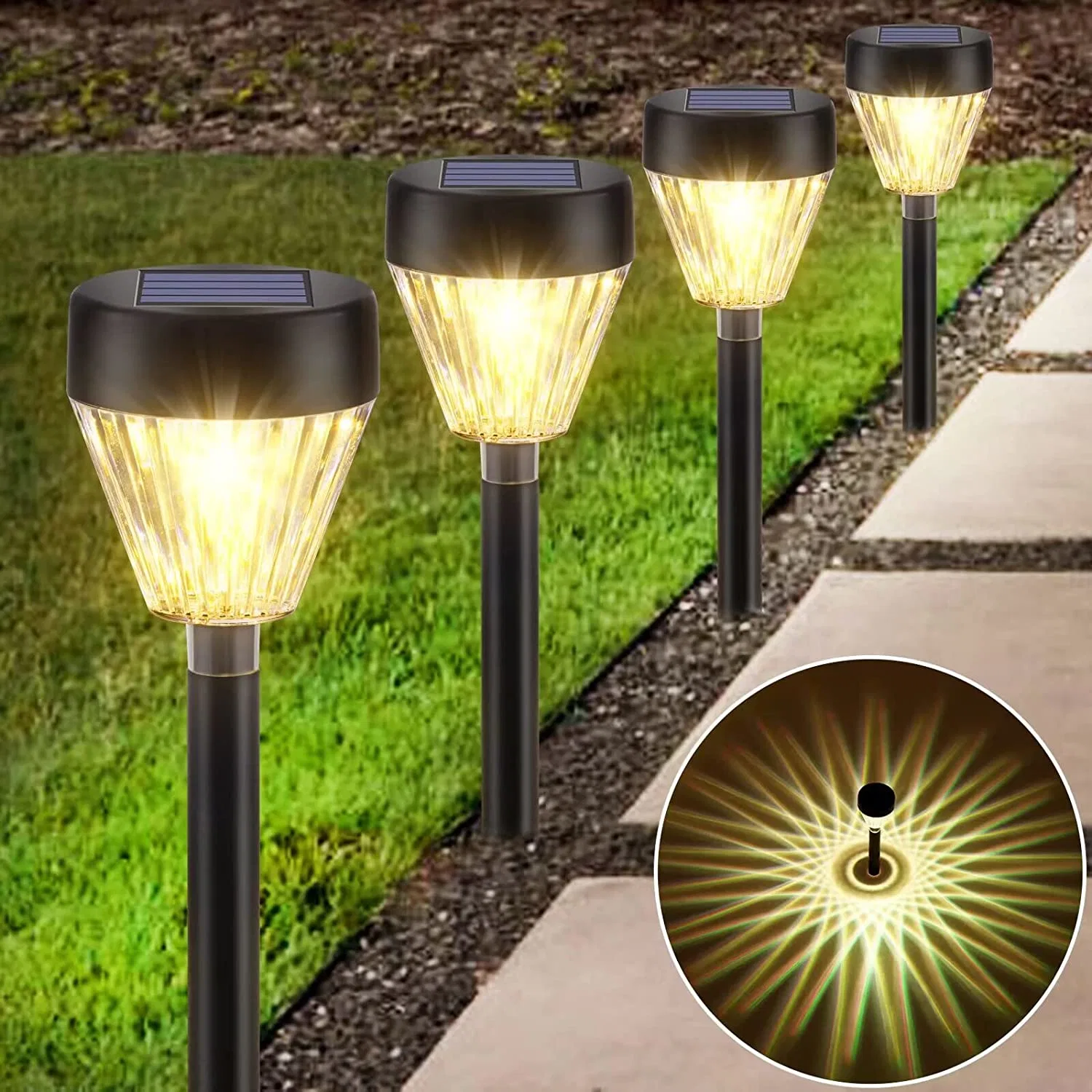 Newest High quality/High cost performance Ground Spike Lamp Warm White Emitting Plastic Auto on/off LED Solar Outdoor Lights Pathway Lighting for Garden Yard Patio Stake Solar Light