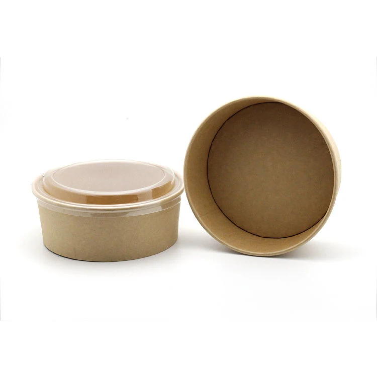 Custom Printed Disposable Take Away Hot Soup Bowls, Kraft Paper Soup Cup with Paper Lid