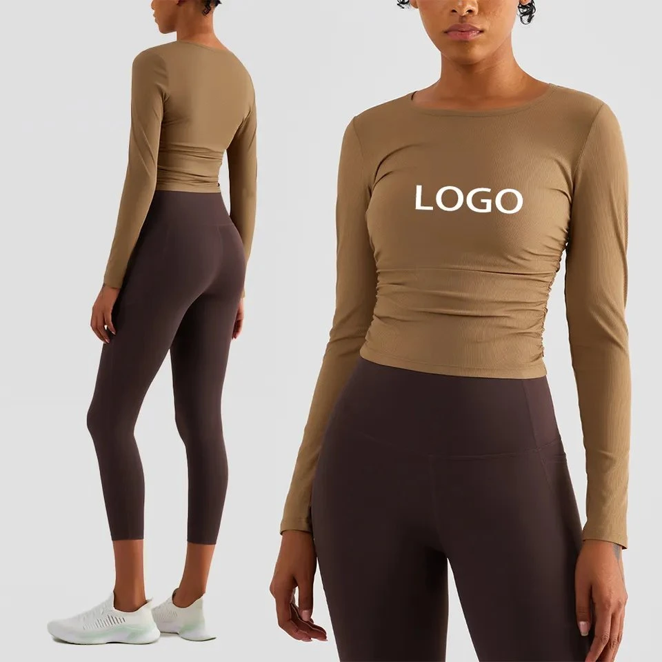 Long Sleeve Breathable Gym Short Cut Sexy Long Sleeve T-Shirt for Women