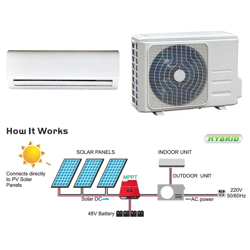 Best Selling 12000BTU Solar Air Conditioner Hybrid AC DC Solar Panel Solar Air Conditioner for Home Split Wall Mounting