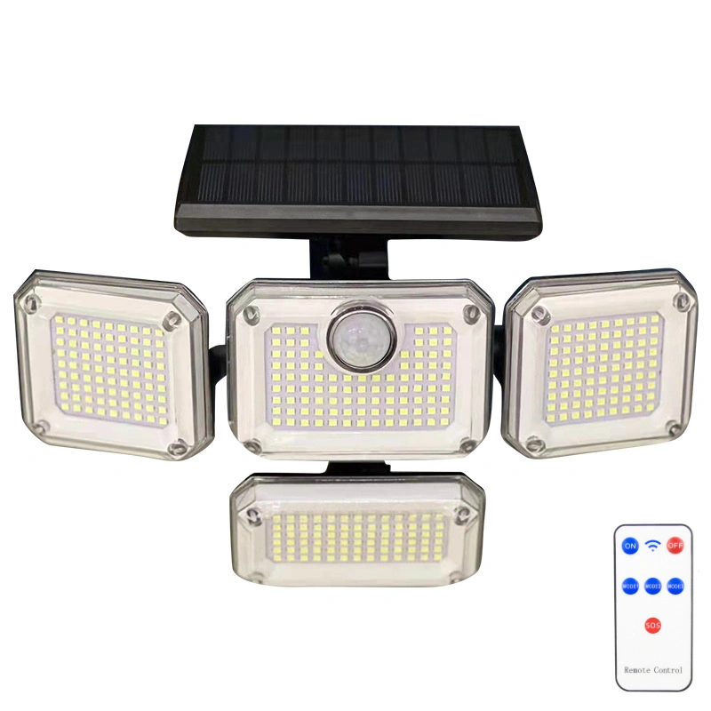 15W Solar Four Head Wall Lamp Outdoor Garden Light Remote Control LED Lights
