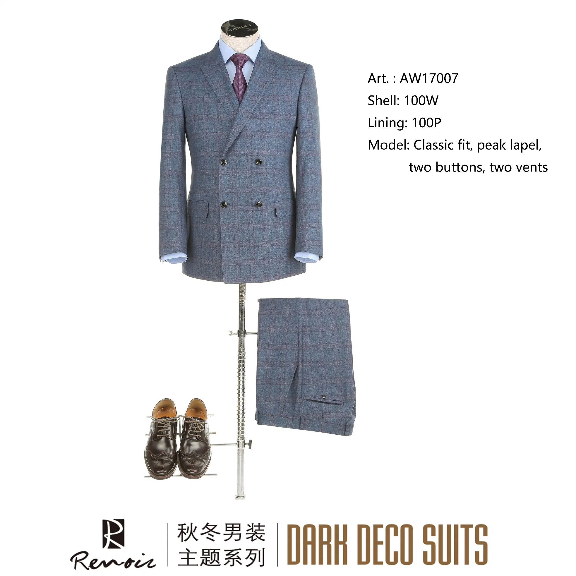 OEM Peak Lapel Wool Classic Fit Men&prime; S Business Suit