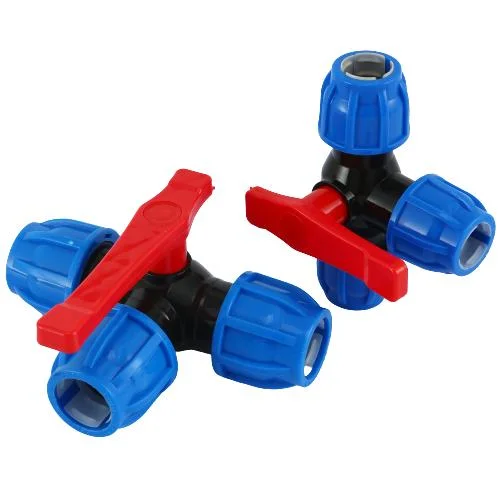 PE Plastic Handle Three-Way Ball Valve Joint for Water Supply Pipeline