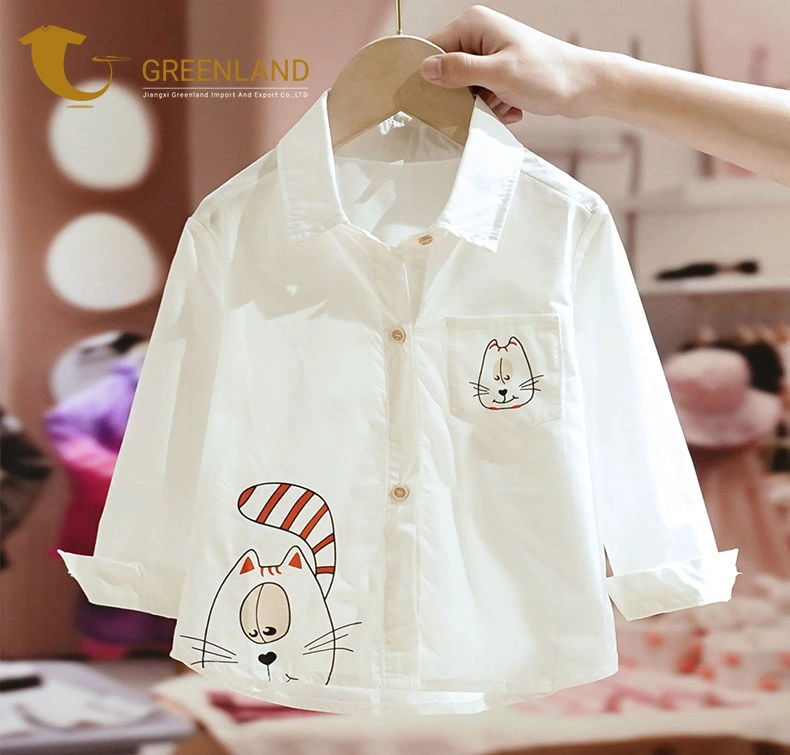 Cartoon Printing Pattern Children's Blouses Custom Cotton Unisex Kids Comfortable Shirts