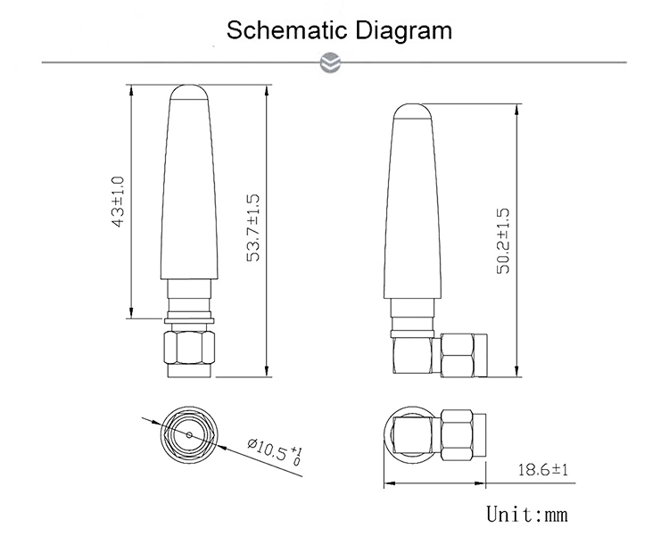 Directional External Outdoor Duck Rubber WiFi Antenna with RP-SMA Male Connector