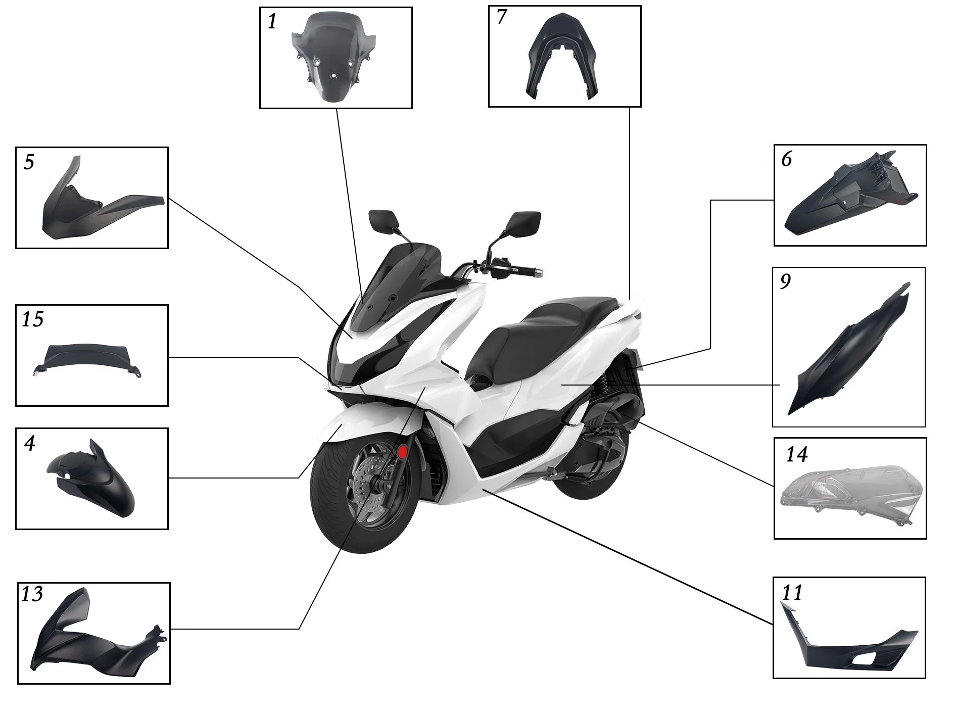 Motorrad Zubehör Ersatz Auto Scooter Body Cover Teil für Honda Pcx160