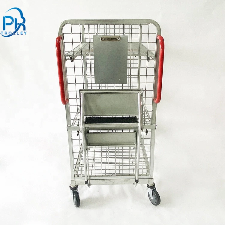 Warehouse Logistics Multi-Tier Order Picking Trolley with Steps and Ladder