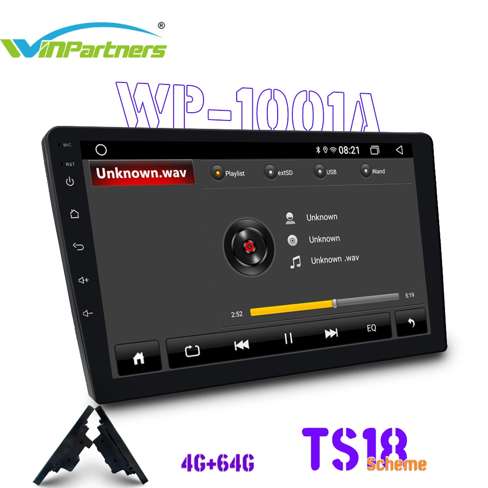 مشغل صوت سيارة MP5 بنظام Android Auto Car Audio 4G+64G 10 بوصة من الجيل الرابع + 64 G GPS Wp1001A