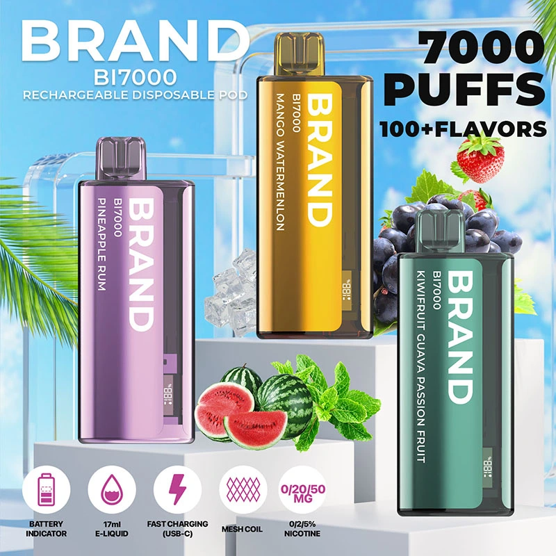 2023 Hidi OEM ODM marca particular Branco rótulo recarregável 24 Pano descartável para o ecrã de tela de tela de núcleo em malha cerâmica Flavours 7000 	Nova ponta de gotejamento de cigarro E.