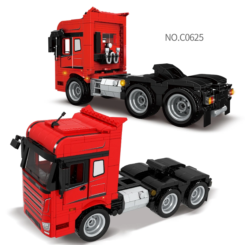 Woma Toys Amazon Hottest Sale Advanced Technology Educational Boy Assemble Truck Semi Trailer Towing Vehicle Car Model Plastic Brick Building Blocks Set Toy Car