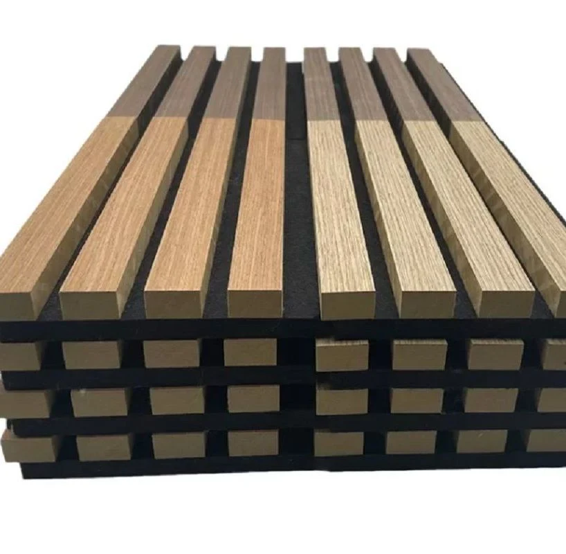 Modern Acoustic Sound Absorption Proofing Wooden Design Slat Polyester Fiber Wall Panel