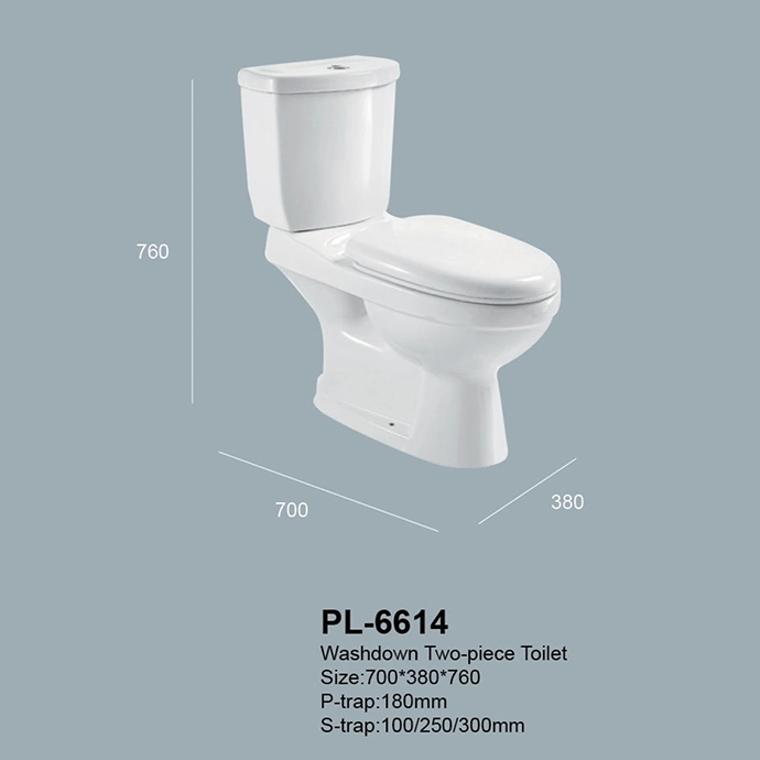 Ceramic Bathroom Sets Sanitary Ware Dual Flush Water Closet with Water Tank P Trap Two Piece Twyford Toilet Bowl (PL-6614)