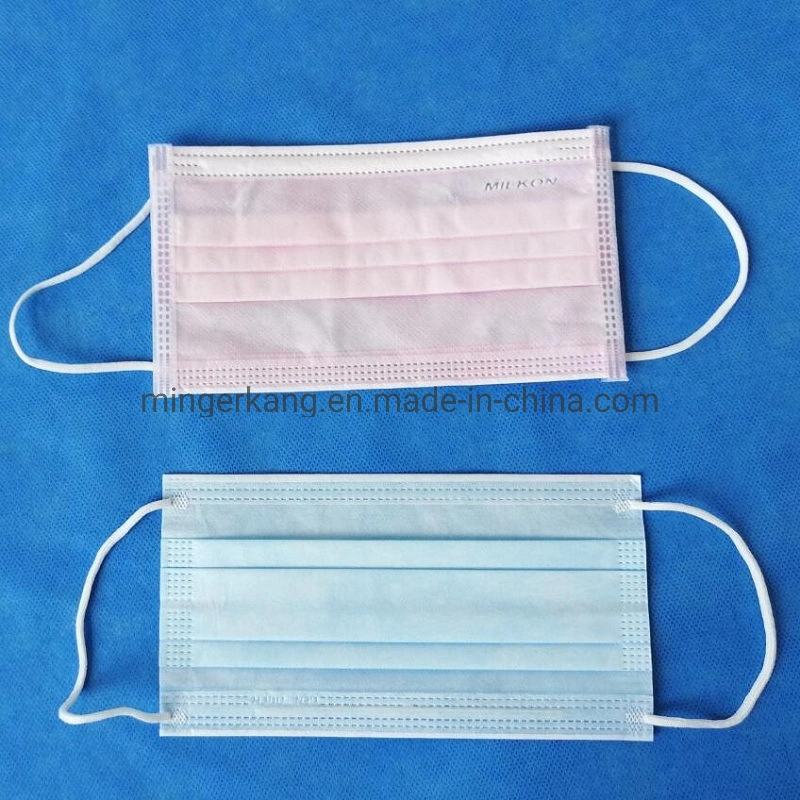 Protective/Safety/Medical/Hospital/Non-Woven 4-Ply Active Carbon/Dust/Paper/Earloop/SMS/PP 3-Ply Disposable Surgical Face Mask with Elastic Earloops & Tie-on