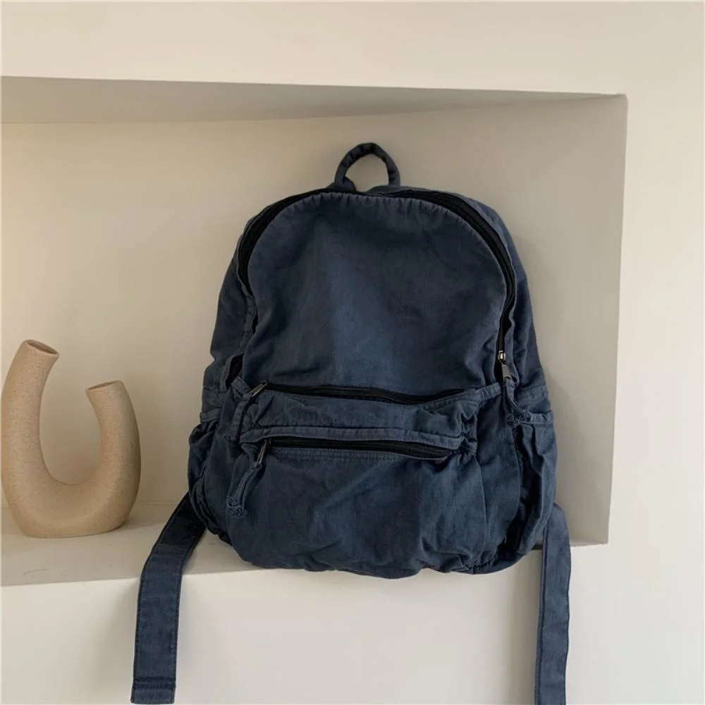 Large Capacity School Backpack Nylon Bag Retro Student Street Cool Backpack Travel Canvas Handbag Teenage Women Girl Book Bag Bl21981