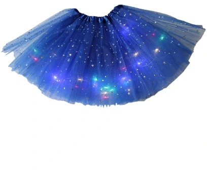 Abckids Children&prime; S Sequin Pommel Skirt Tutu Skirt Luminous Half Mesh Gauze LED Dancing Stars Girl Skirt