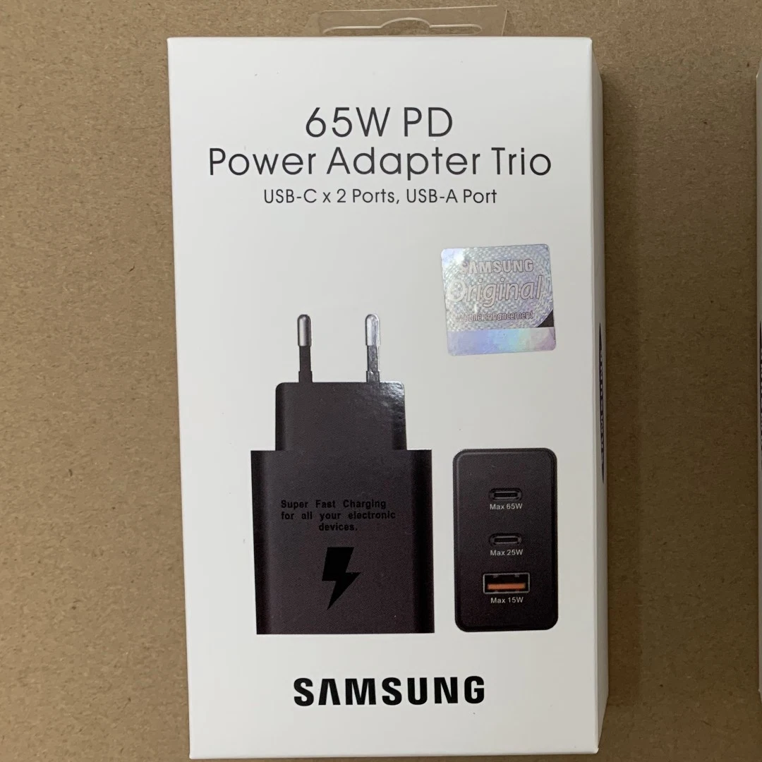 Carregamento rápido original de 65 W, porta dupla 3 em 1, móvel Adaptador USB C do carregador de telefone