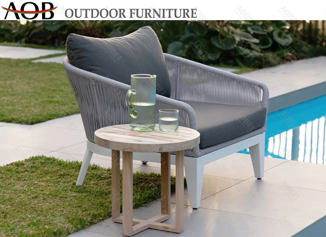 Beige Color Outdoor Garden Furniture Leisure Chair Set with Sunbrella Cushion