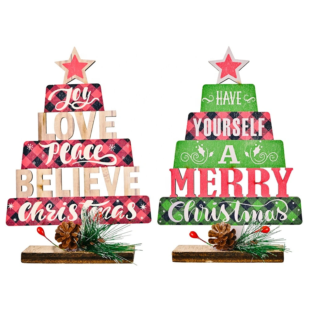 Wooden Christmas Cutout Print Cake Shaped Tree Ornament