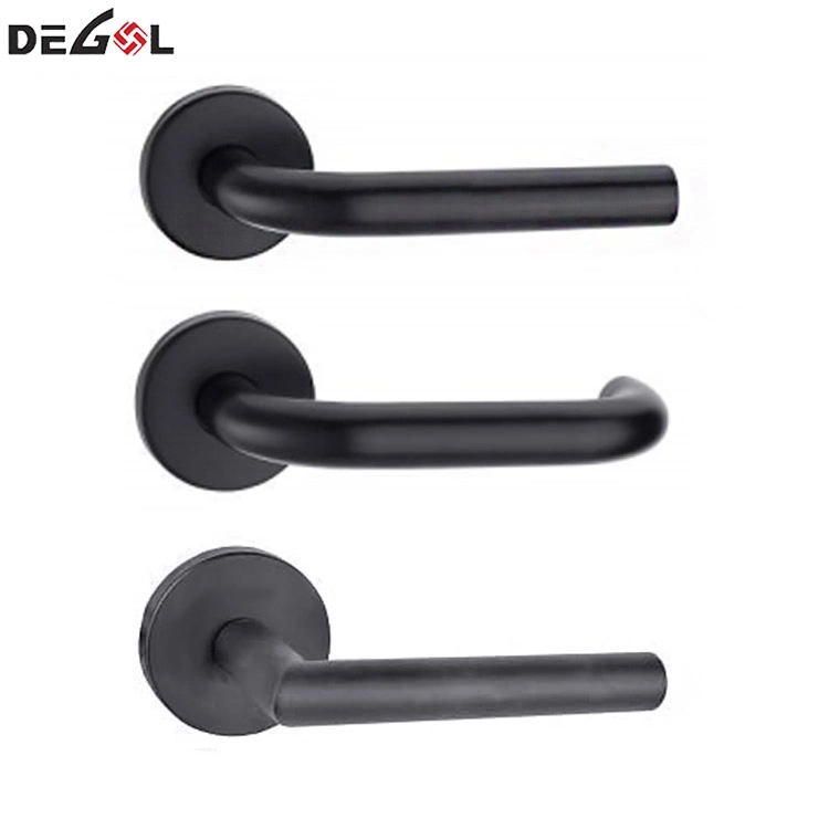 Door Handle Adjustable Simple Black Lock Cylinder Handle Set