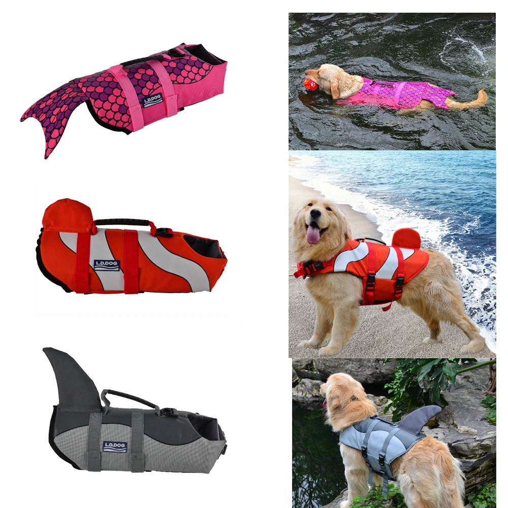 New Design Mermaid Shark Pet Life Vest Lovable Dog Swimming Lifesaver Clothes