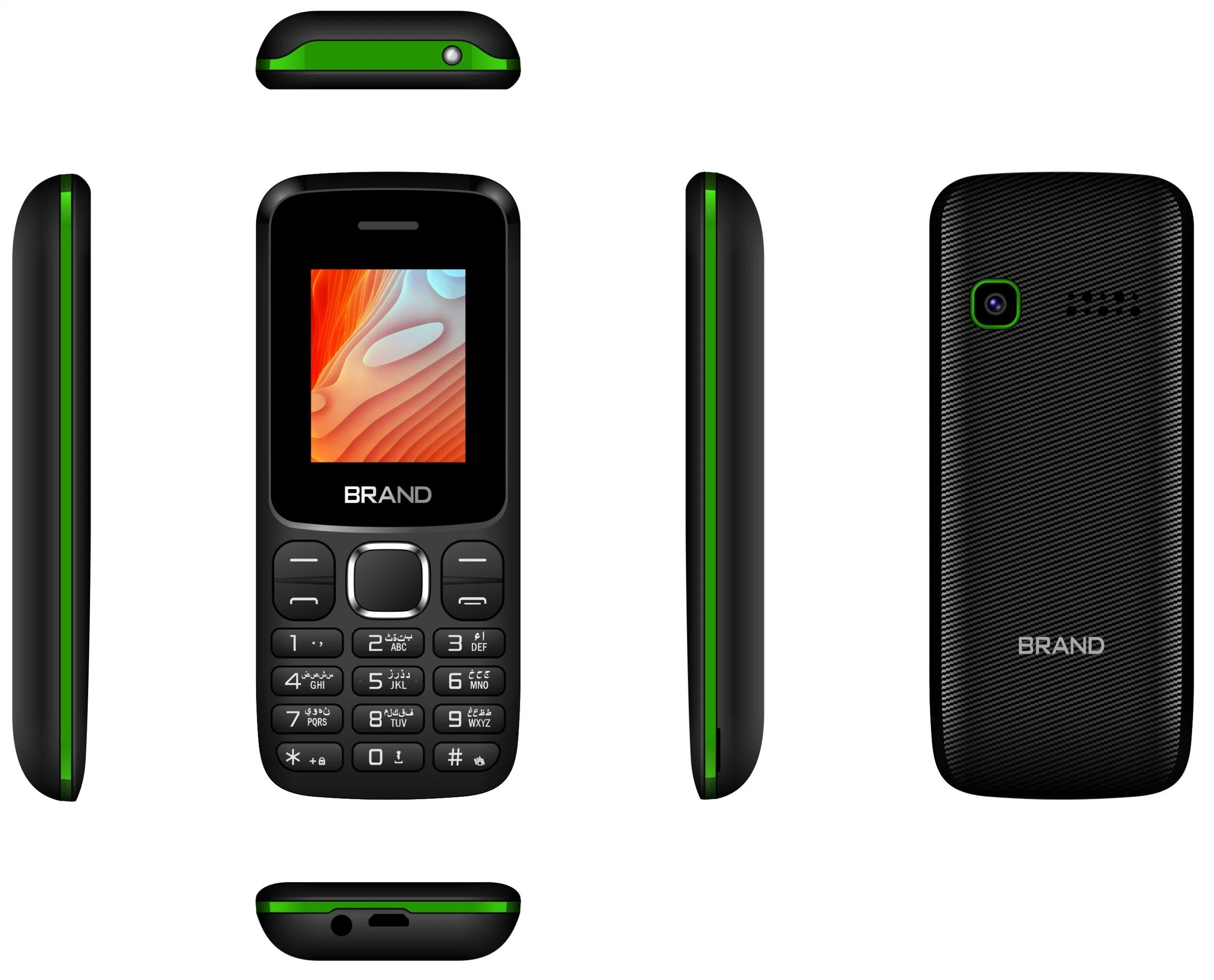 Green Color 1.77inch Mobile Phone with Good Looking Feature Phone