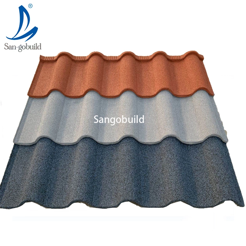 India Decorative Corrugated Aluminum Zinc Stone Coated Metal Roof Tiles for Resort