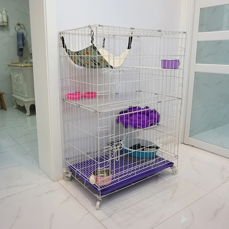 Factory Cheap Indoor Outdoor Metal Large Stainless Steel Wire Pet Cat Villa House Cage Foldable