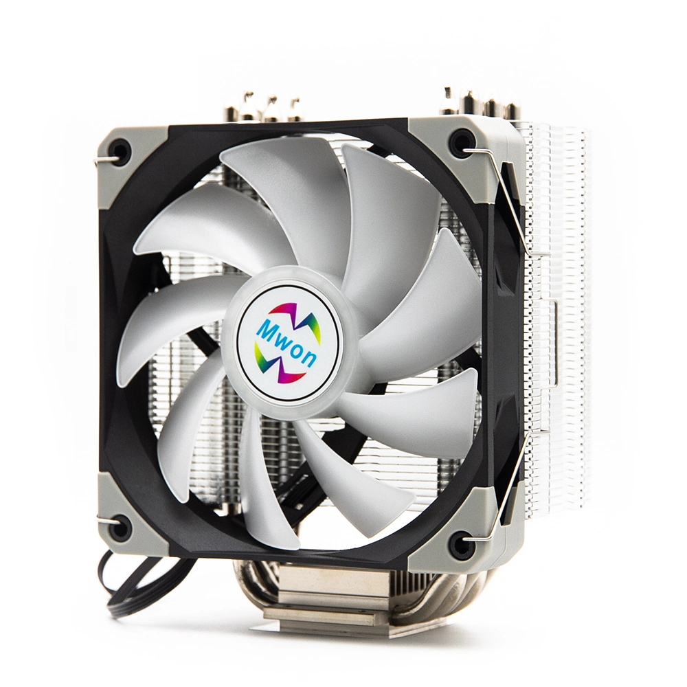 Dissipateur pour processeur Mwon avec 1 ventilateur de refroidissement CC et aluminium Ailettes et 5 tuyaux de chauffage en cuivre pour PC