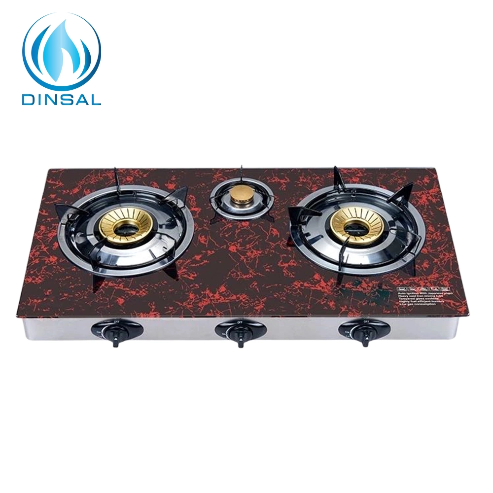 Glass Top 2 Burner Brass Burner Gas Stove (DS-GSG212)