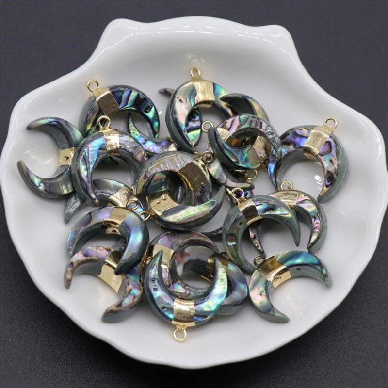 Abalone Shell Gilt Crescent Pendant Shell C-Shaped DIY Necklace Accessories Horn Pendant