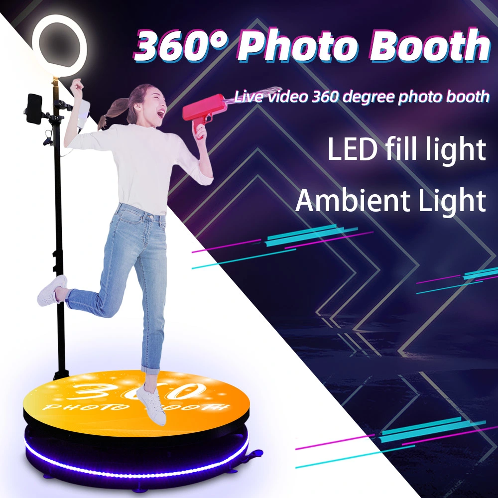 Custom 360 Portable Photo Booth Fill Light Machine Camera iPad Selfie Video Free Accessories Automatic Spin 360 Photo Booth