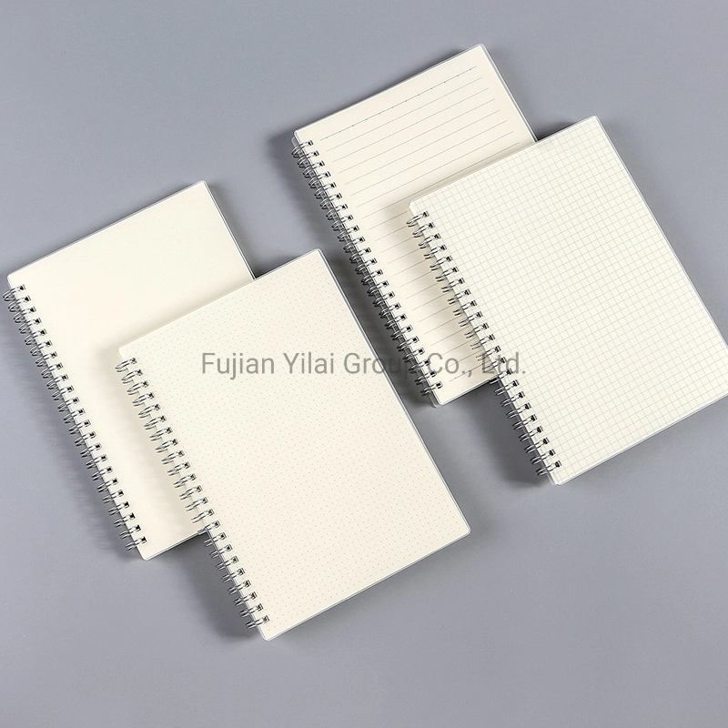 Plastic Cover Grid Lined Inner Pages Spiral Notebook with Transparent Cover Planners and Notebooks