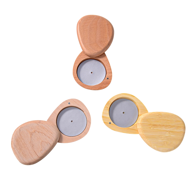 Wholesale/Supplier Blush Compact Packaging Empty Powder Compacts Wooden Bamboo Boxes Round Makeup Compact Case