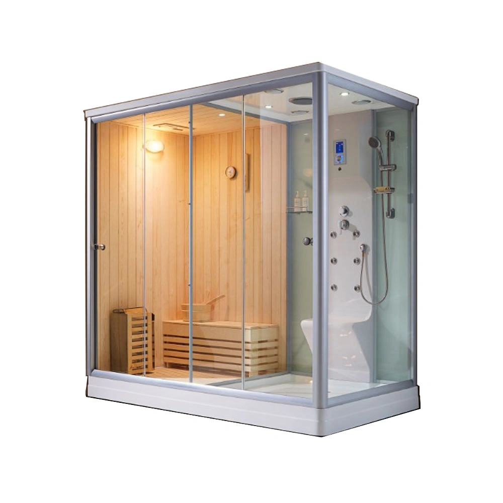 Sauna de Madera sólida naturaleza con cabina de ducha de vapor