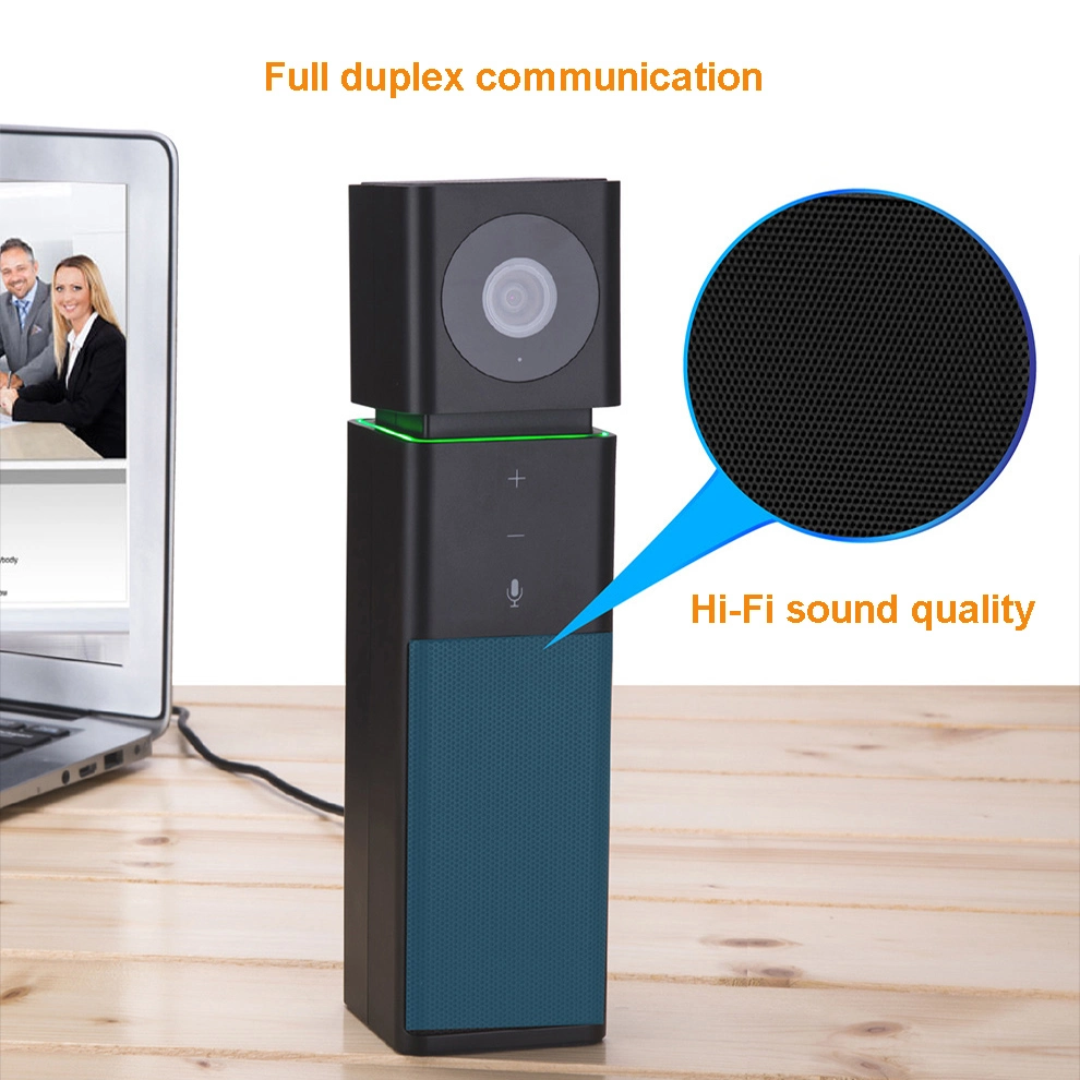 All in One Digital Remote Meeting Speakerphone with Built-in Microphone, Speaker and Camera Connected to Computer by USB