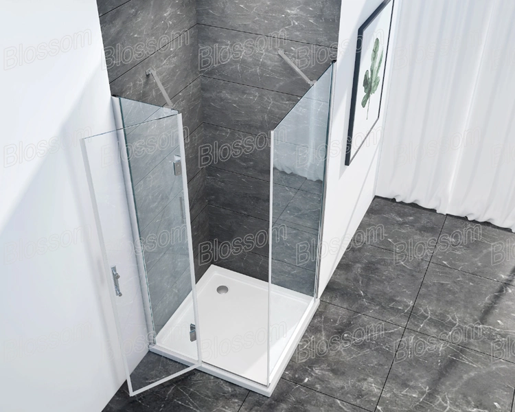 Folding Simple Hinge Clear Tempered Glass Bathroom Frameless Shower Box