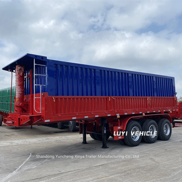 3 Axles Tri-Axles 40t 60t 80t Dump Trailer Rectangle Shape Hydraulic Oil Cylinder Tipper Trailer Semi Dump Trailer