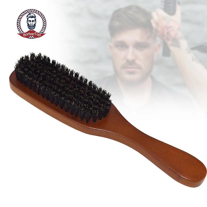 2023 Hot Selling High quality/High cost performance  Wood Handle Magic Personalised Wooden Beard Brush Brown Handle Black Hair