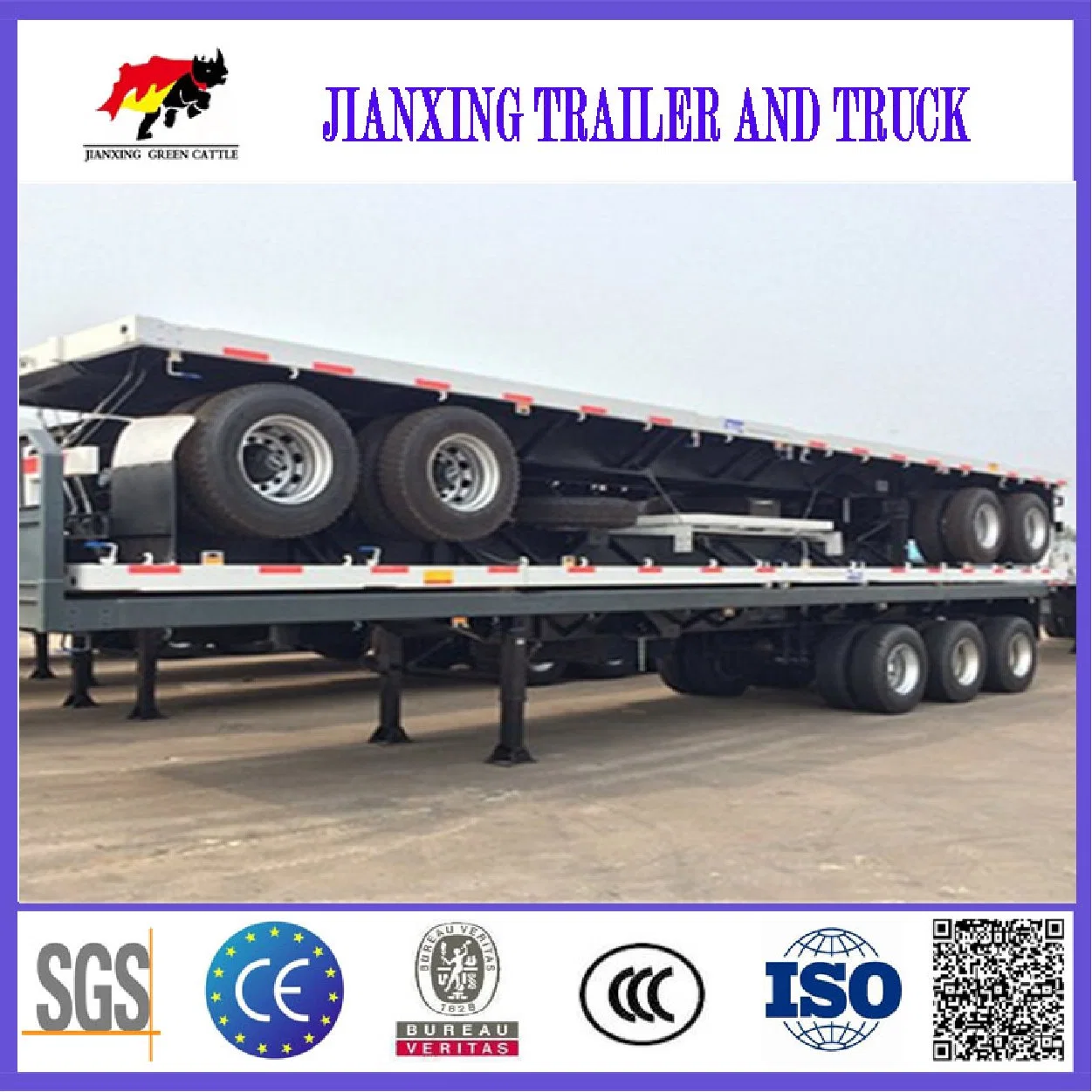 40FT Flatbed Container Semi Trailer Platform Used Flat Bed for Sale