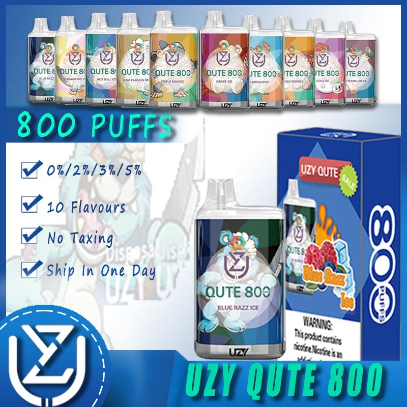 Original Uzy qute 800 Puff 10 sabores Disposable E cigarrillos VAPE recarga 0%/2%/3%/5% E-Liquild 3ml Puff 800