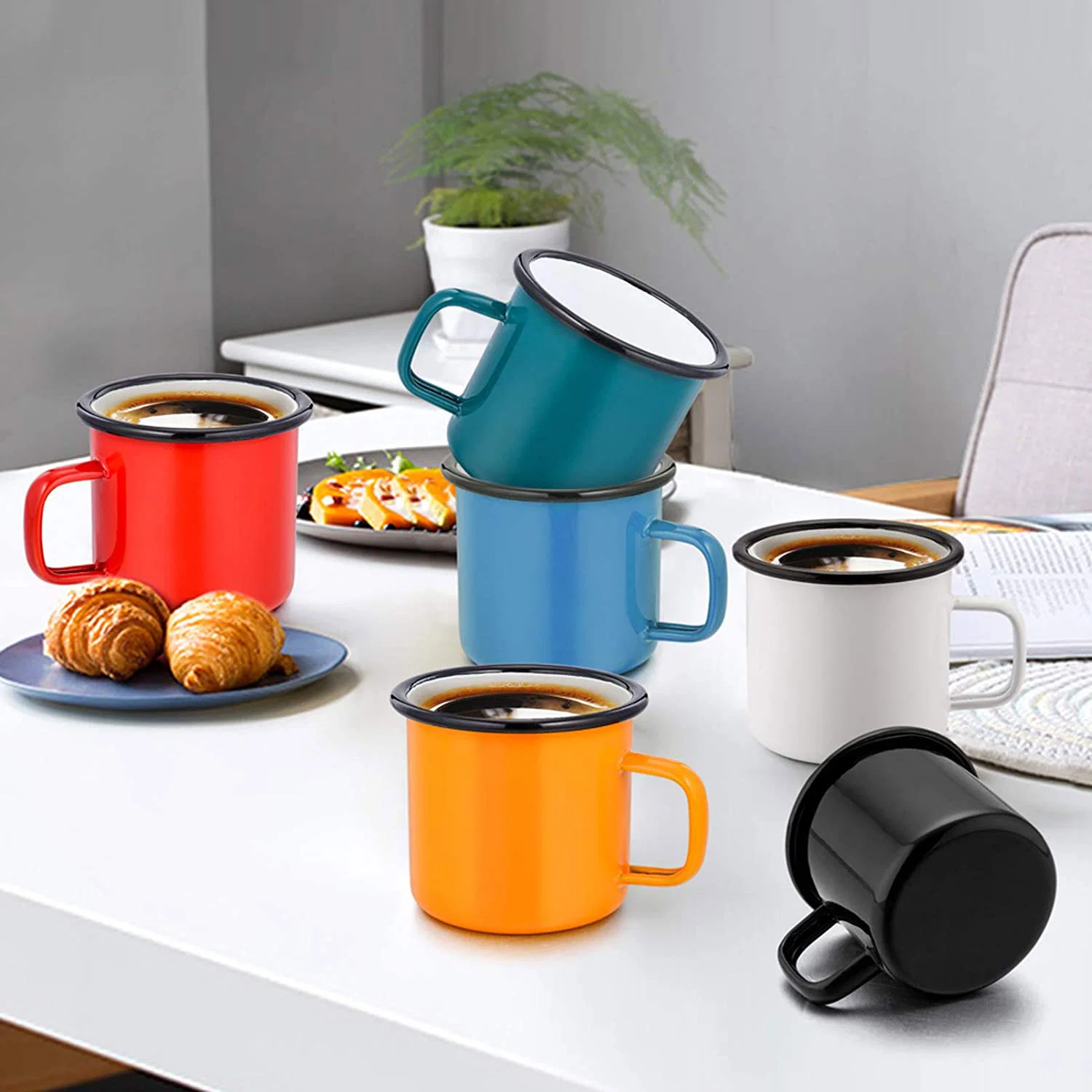 Factory Directly Enamel Mug Custom Logo Printing Metal Steel Coffee Tea Mugs