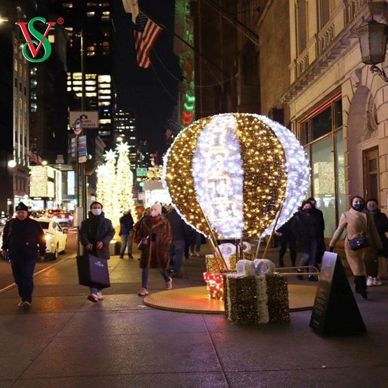 Outdoor LED 3D Christmas Motifs Hot Air Balloon Displays for Commercial Street Light Show