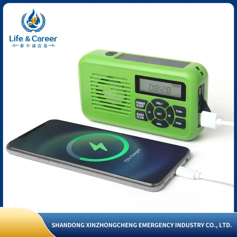 Multi-Function Waterproof Emergency Solar Weather Portable Crank Radio with Sos Alarm/LED Flashlight