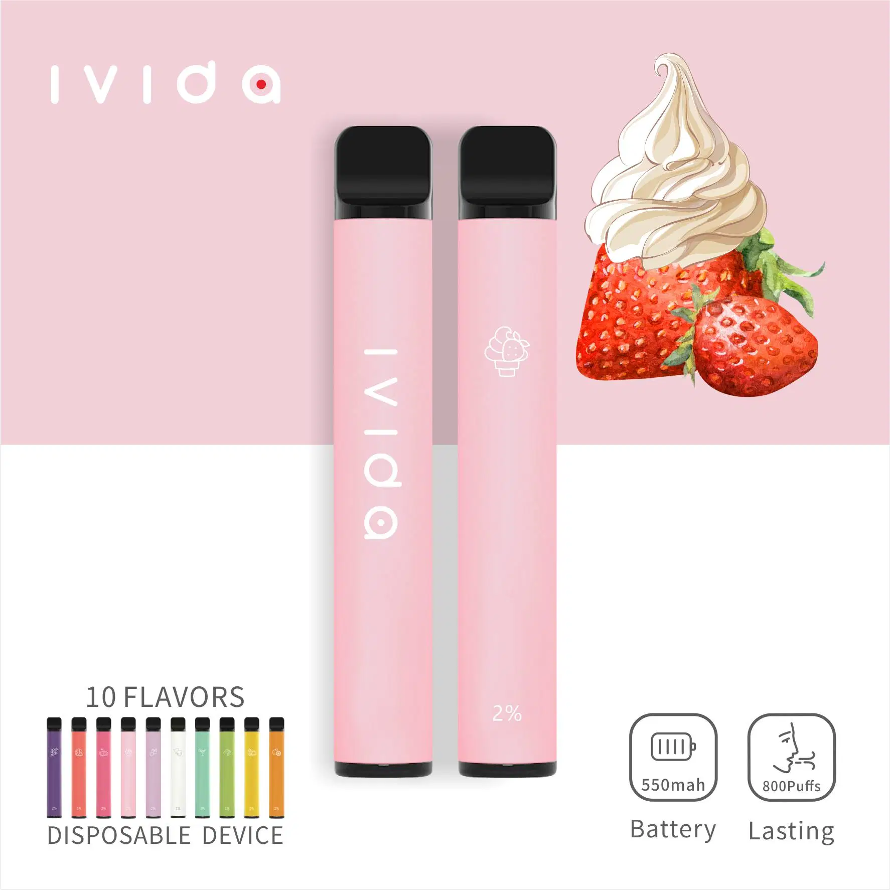 Elux Top 3 Shenzhen Vape Fabricante Ivida 800 inhalaciones 550mAh Vape desechables Barra Esco