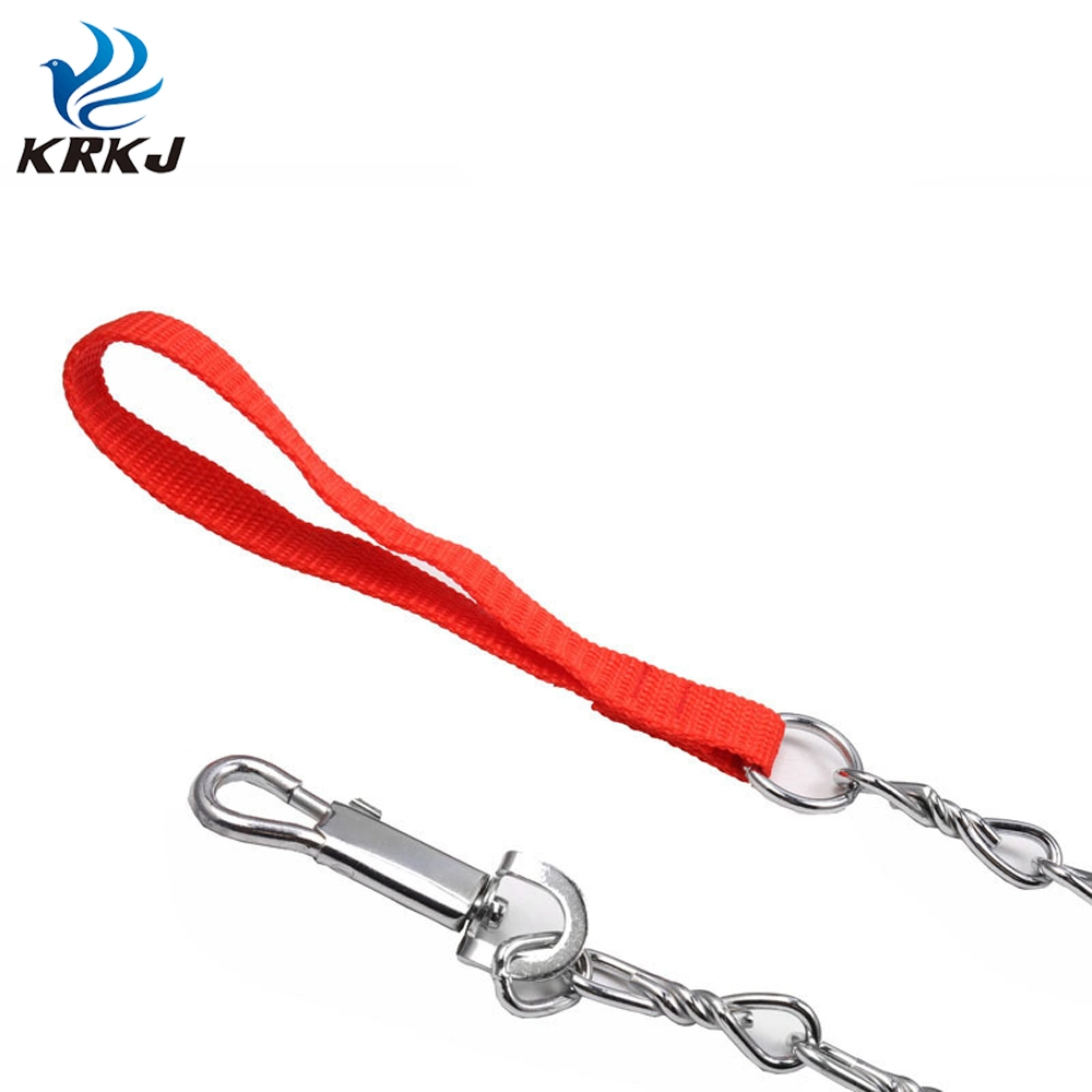 Многослойная антикоррозийная цепь с металлическим корпусом и скручивающейся металлической цепью 1.2 метра Свинец с красной ручкой для собаки