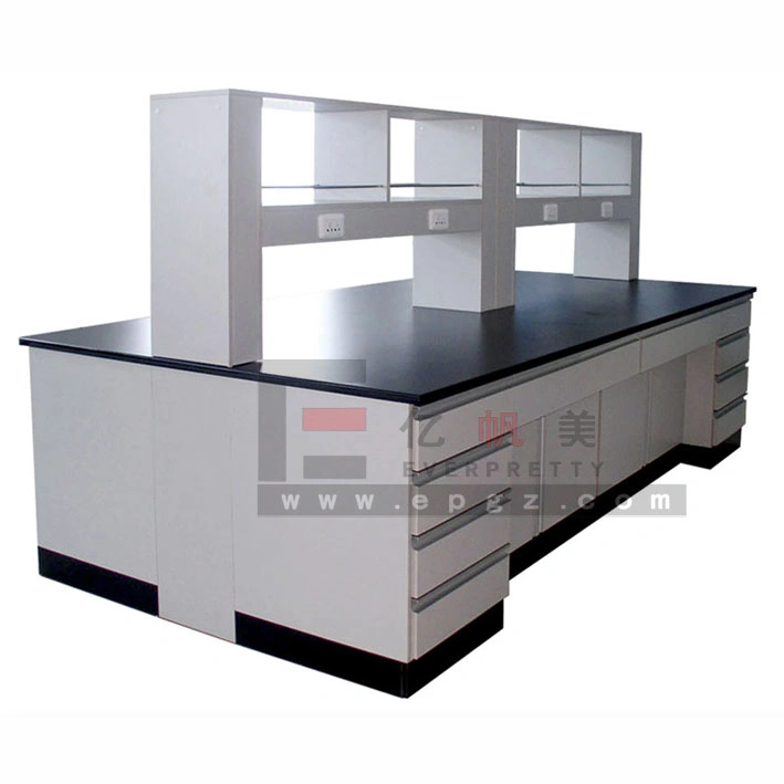 High-Quality School Laboratory Furniture Center Lab Bench with Shelf