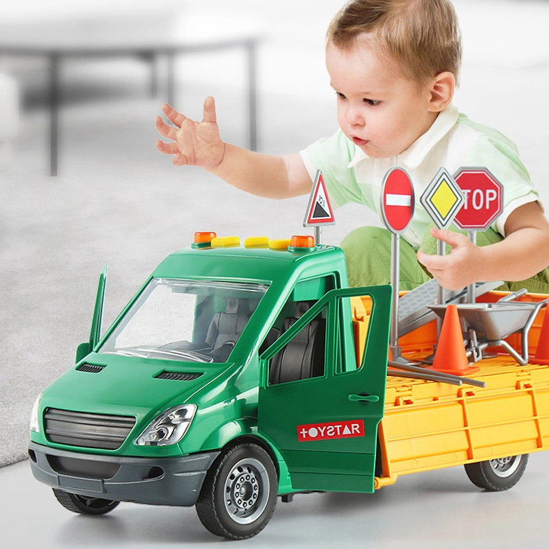 Road Administration Car Friction Power Vehicle Gift for Kids Boy Baby Toys Construction Truck with Music and Light